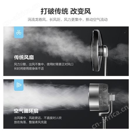 艾美特电风扇遥控家用空气循环扇低噪落地扇立式涡轮摇头电扇