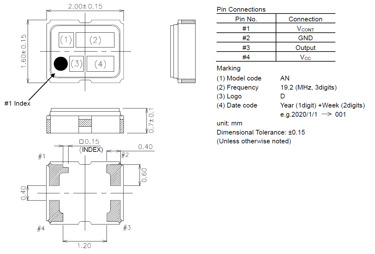 VC-TCXO2016压控温补晶振19.2MHz( DSA211SDN) 7DF01920A08规格书及应用说明