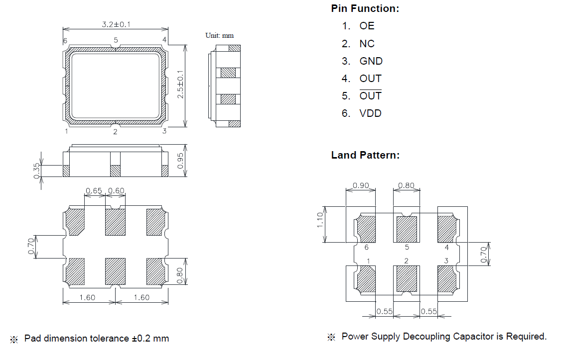 差分晶振156.25MHz LVDS规格书及使用说明 差分晶振156.25MHz LVDS规格书及使用说明